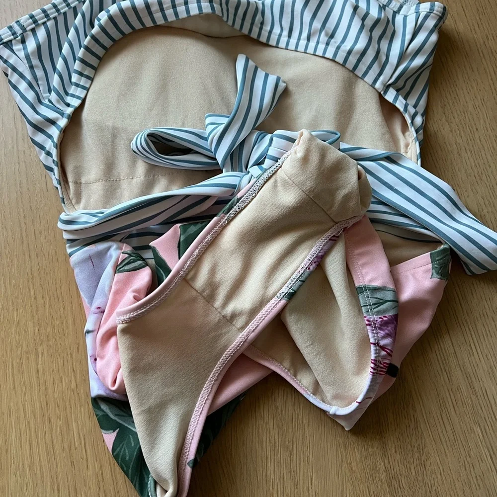 Albion Fit Island Fever Floral Striped Castaway One-Piece Swimsuit size med - Picture 9 of 13